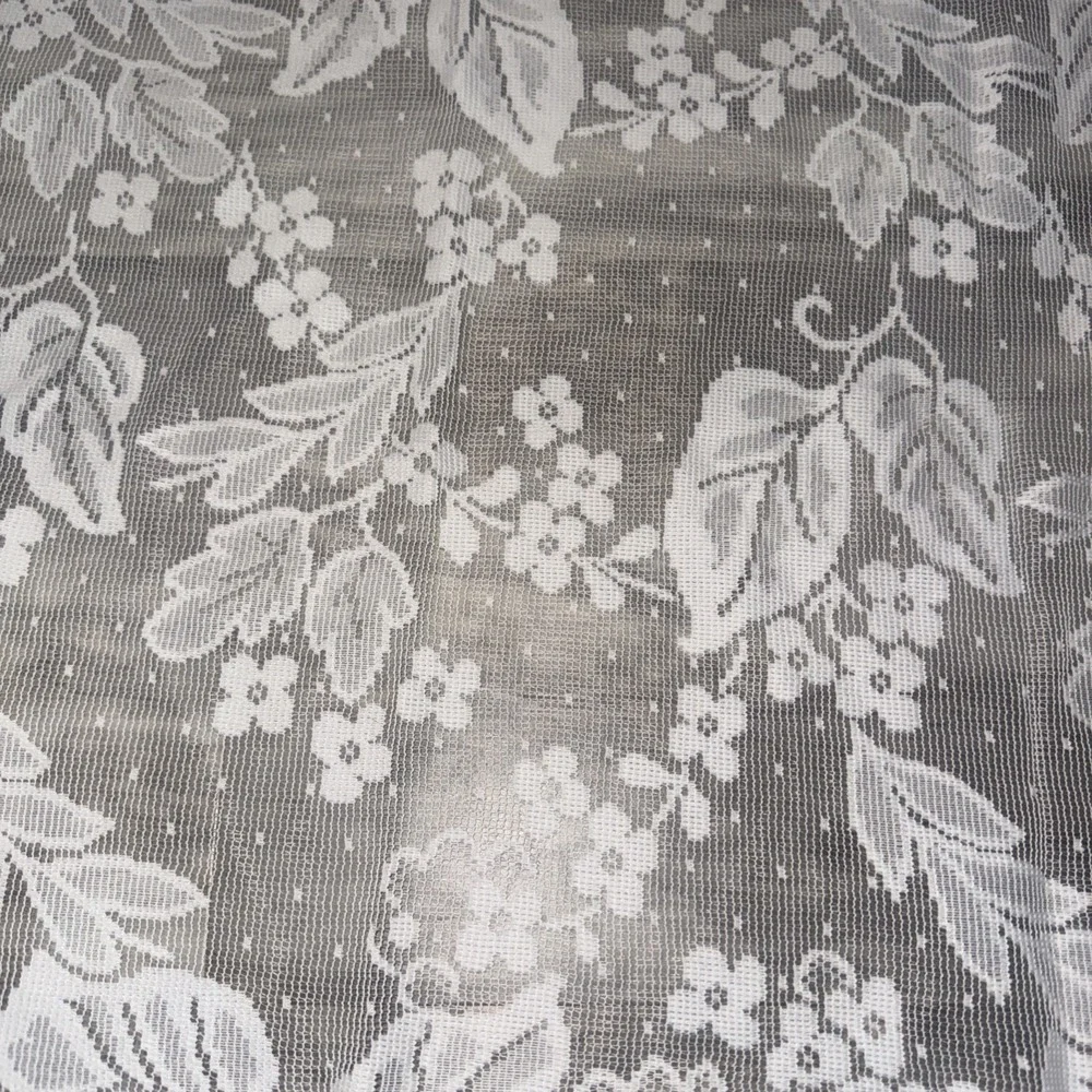 Vintage Set Of 2 Lace White Curtain Valance 29X36 In Ea Floral Cottage Country